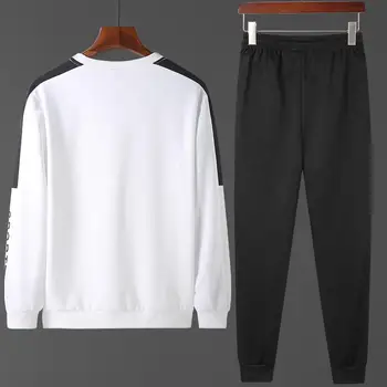 

2pcs Plus Size Men's Color matching Sweatshirt and Pants Sets Tracksuit Fashion Sports Suit For Male Outdoor Running Clothes