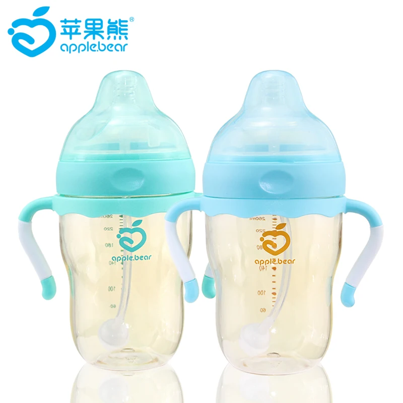 

260ml PP Baby bottle Cute Newborn Training Feeding Drinking Handle Wide Mouth Defence Flatulence Bottles New