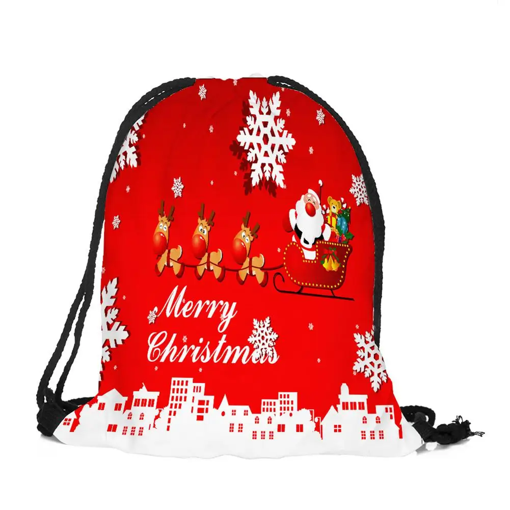 

12.6 x 15.4 Inch Drawstring Bag Christmas Cartoon Pattern Reusable Wear Resistant Drawstring Gift Bag Candy Bags