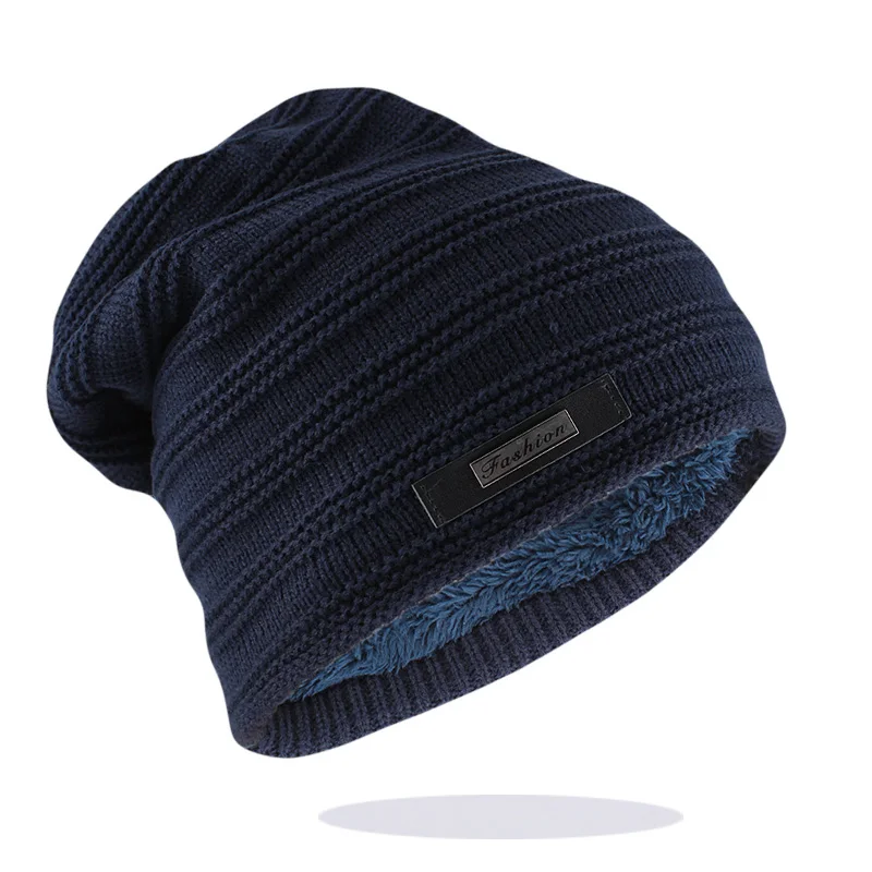 Тёмно-синий Новинка, Skullies Beanies, зимние шапки для мужчин, шарф, вязаная шапка, женская, мужская, Gorras, теплая, мягкая, на шею, шапочка, шапочка, шапка - Цвет: Тёмно-синий