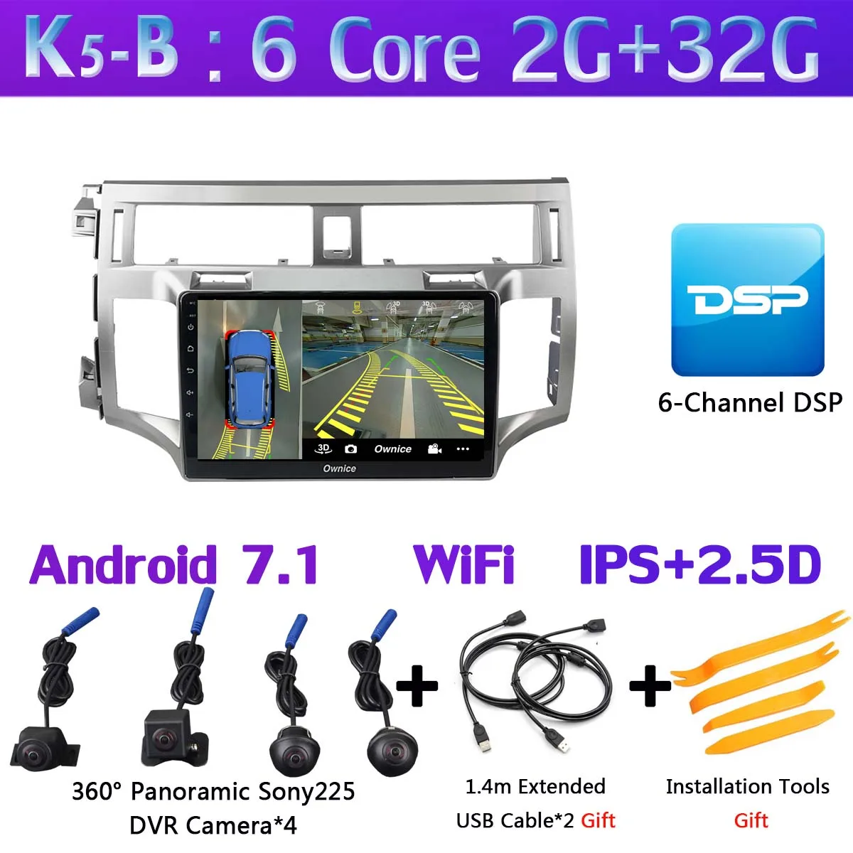 360 ° 4* AHD Камера Android 9,0 4+ 64G SPDIF DSP CarPlay автомобильный мультимедийный плеер для Toyota Avalon 2006 2007 2008 2009 2010 gps радио - Цвет: K5-B