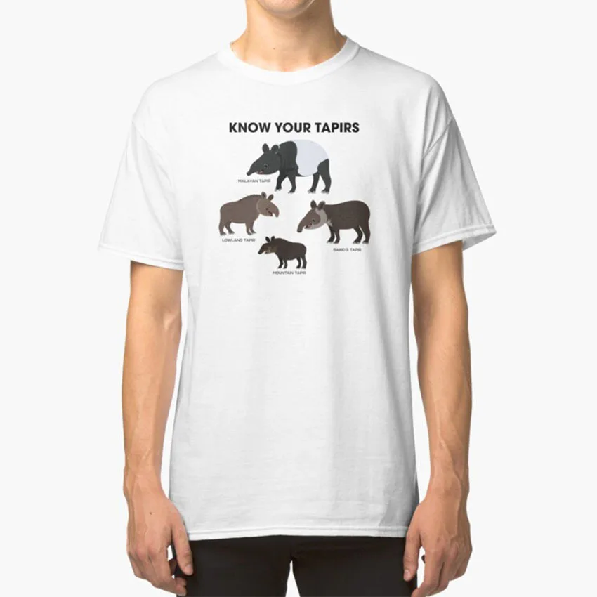 Футболка с надписью Know Your Tapirs Tapir Malayan Lowland Mountai Bairds Species Peppermint Narwhal | Мужская одежда