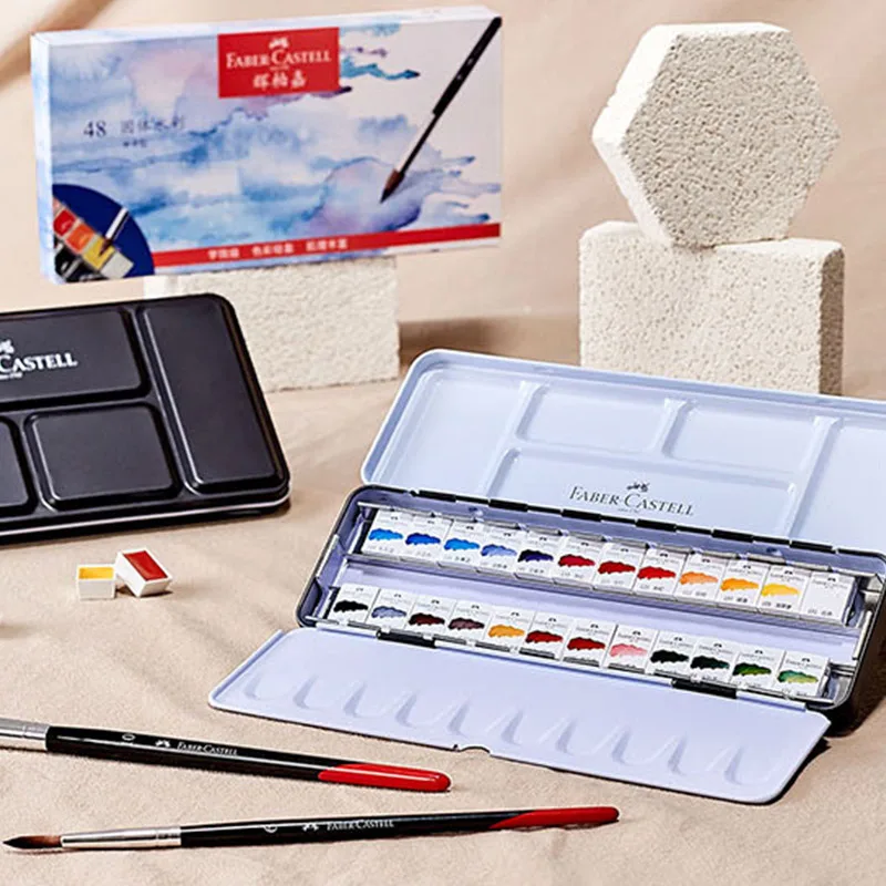 Faber-Castell сплошной набор акварельных красок акварельные пигменты коробка олова