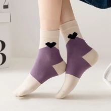 

New Retro Cute Socks Women'S Fashion Purple Cotton Comfort Elastic Breathable Motion Socks Women Casual Woman Socks