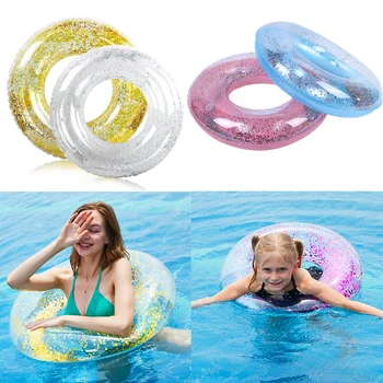 

Children Adult Transparent Sequins Swimming Ring Neck Ring Tube Safety Float Circle for Bathing Inflatable Water Accessories