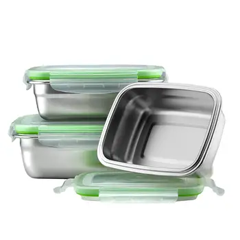 

3Pcs Stainless Steel LunchBox Container Set LeakProof Light Easy Stainless Steel Food Containers Storage Bento Box Eco-Friendly