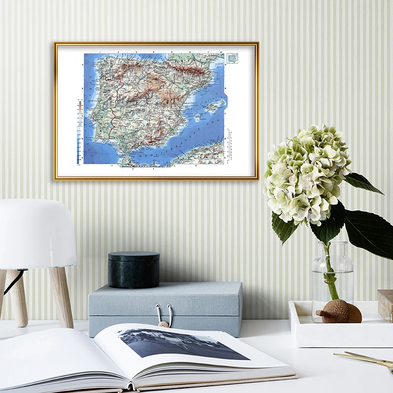 Spain Road Map 59*42cm Canvas Painting Unframed Wall Art For Living Room Home Classroom