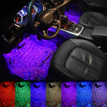 

7Colors Auto Decorative Lamp Car Ambient Foot Star Starry Light Interior Neon Atmosphere Light Music Voice Control USB LED RGB
