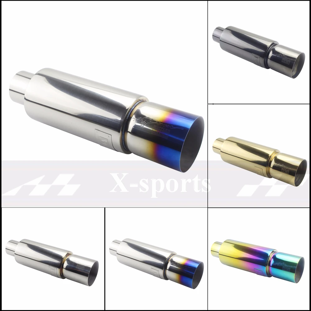 Billig Auto Auspuff Systeme Schalldämpfer Spitze Schwanz Rohr Hohe Qualität Universal Edelstahl OD 51 57 63 mm 5 Farben Schalldämpfer schwanz rohr