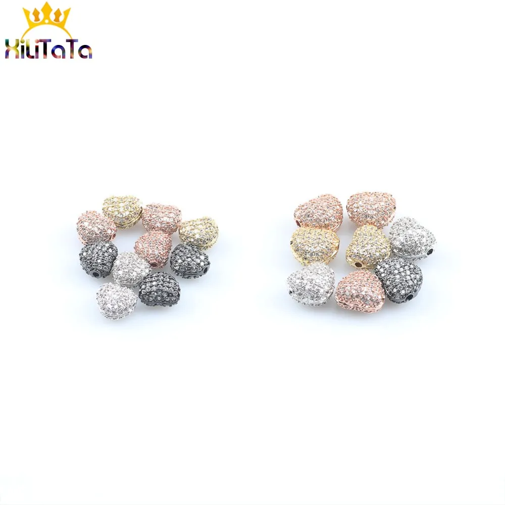 3 teile/los Metall CZ Messing Micro Pflastern Liebe Herz Zirkonia Spacer Perlen Für Schmuck Machen männer Armband Charms zubehör – Detail 5