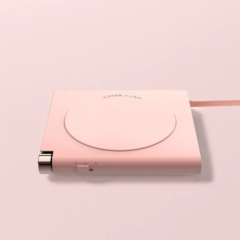 pink Подогреватель чашек, нагреватель для чайников, нагревательная подставка, 3 передачи, USB зарядка, настольный нагреватель для кофе, молока, чая, грелка с грилем - Цвет: pink