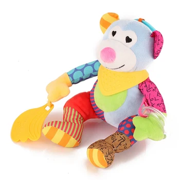 

Infant Plush Cute Cartoon Animal Appease Doll Round Teether Gutta Hand Ringing Rattles Bell Toy New