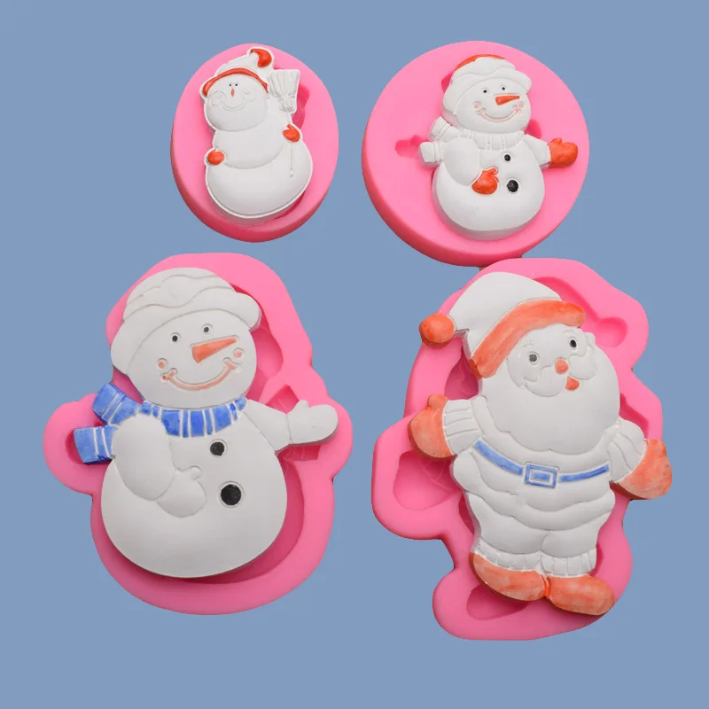 

New Style Santa Snowman Gloves Silicone Cake Fondant Decoration DIY Epoxy Clay Mold
