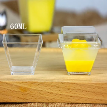 

10PCS 60ML Disposable Plastic Tableware Dessert Cup Pudding Cup Transparent Food Container Plastic Cup Wedding Decoration