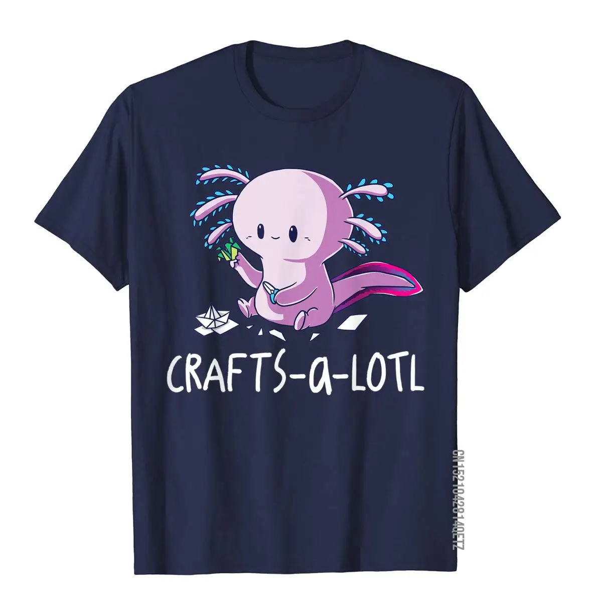 Crafts-a-lotl Funny Hand Crafting Arts Axolotl Scrapbooking T-Shirt__B11482navy