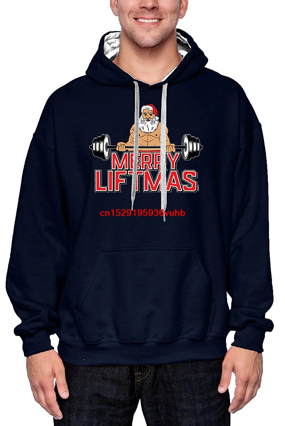 Merry Liftmas-Лифт прибыли Рождественский Санта мужской свитер с капюшоном