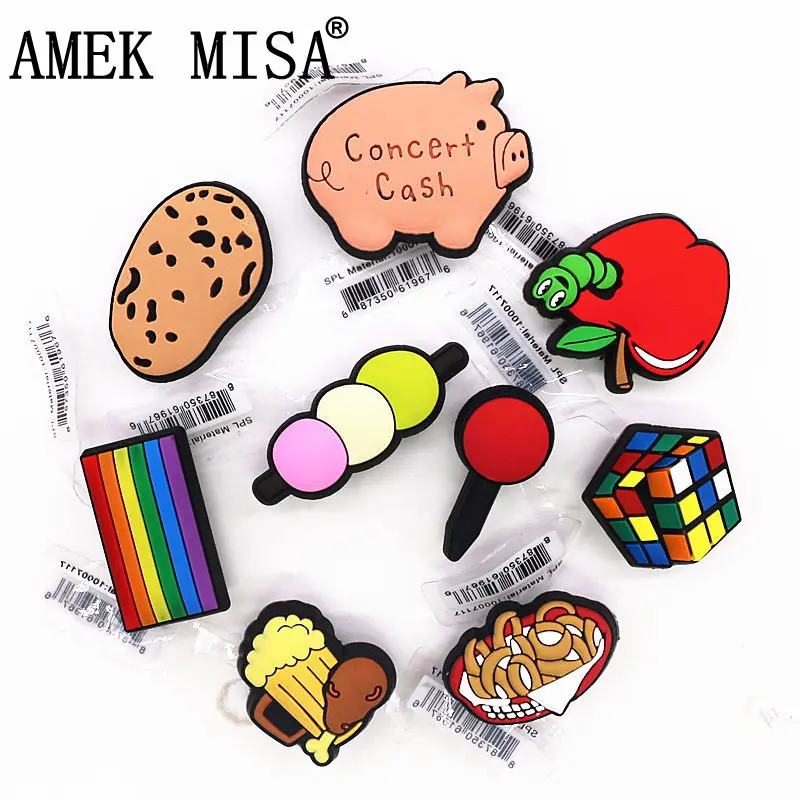 

Роскошные украшения из ПВХ 1 шт., забивные Кроксы, концертные наличные, зефир, червь, печенье, пиво, дизайнерские аксессуары для обуви, украше...