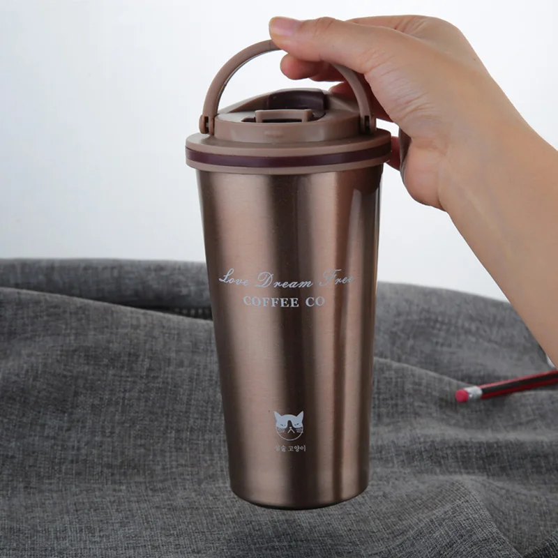 500ML Portable Insulated Coffee Mug Thermal Coffee Cup With Lid Stainless Tumbler Hot Termos Para Agua Caliente