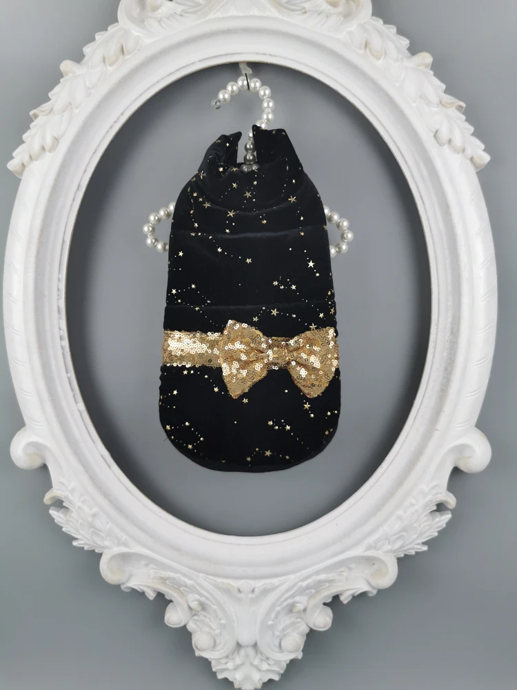 for girl Одежда для собак, черная бархатная зимняя куртка с золотыми звездами, пуховое пальто для собак, мягкий хлопковый жилет для домашних животных, одежда для пар, пуделя - Цвет: for girl
