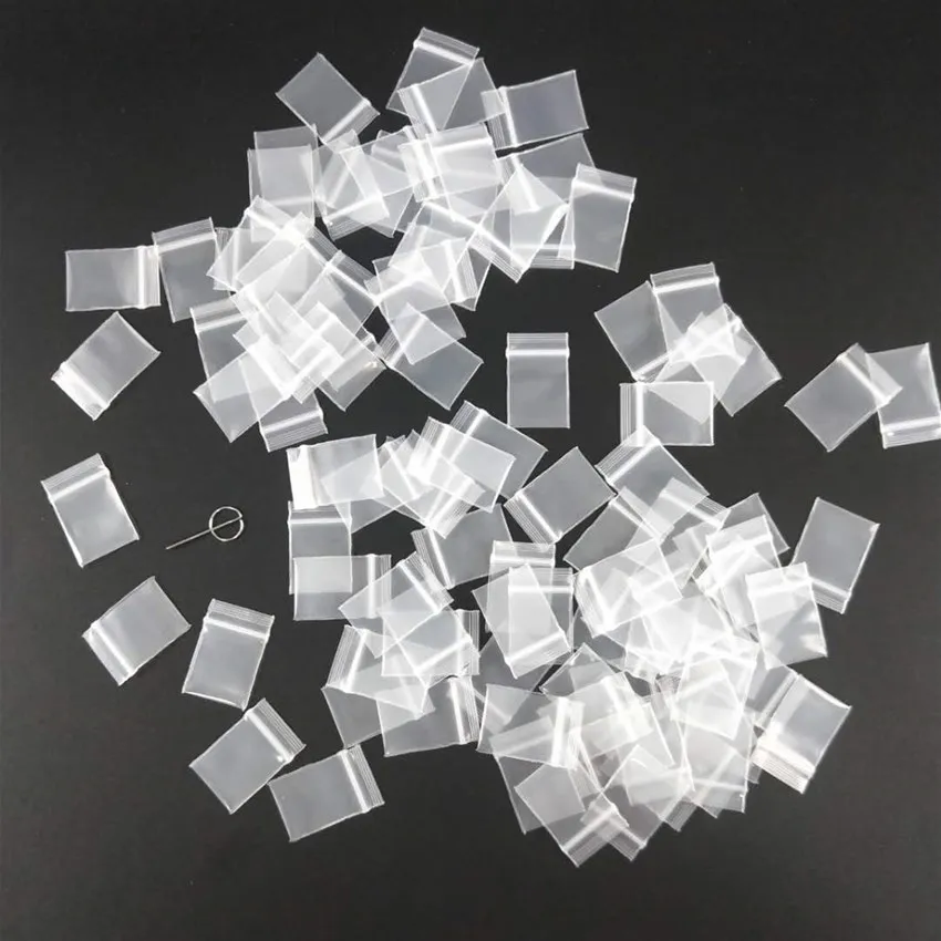 TETP 100Pcs 20Wires Mini Clear Ziplock Plastic Bags Small Jewelry Retail Accessory Storage Packaging Supplies Reclosable Thicken 6