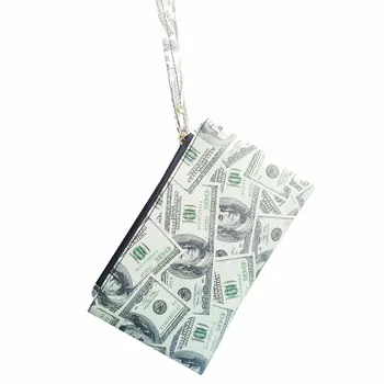 

Women Wallet with Zipper Pocket Purse Long Wallet Coin Purse Money Bag Travel Card Holder Dollar Printing Key Bag Portable Pouch