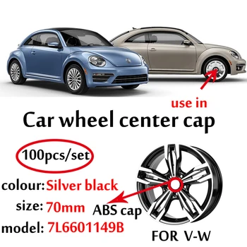 

100pcs Black Silver 70mm Car Wheel Center Hub Caps Badge Emblem Logo For VW 7L6 601 149B Rim Caps Cover Car Accessories Styling