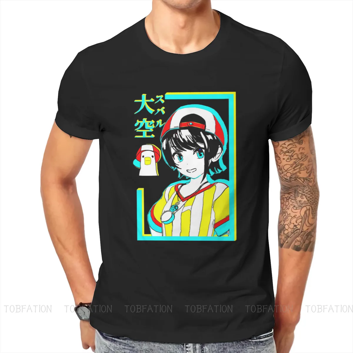 Hololive VTuber Oozora Subaru TShirt Men Graphic Oversized Harajuku Crewneck Cotton T Shirt 2020 | Мужская одежда