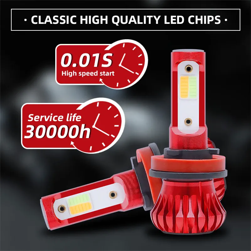Car Lights Dual Tricolor Flashing Car Lights Car Fog Lights 6000K 8000K