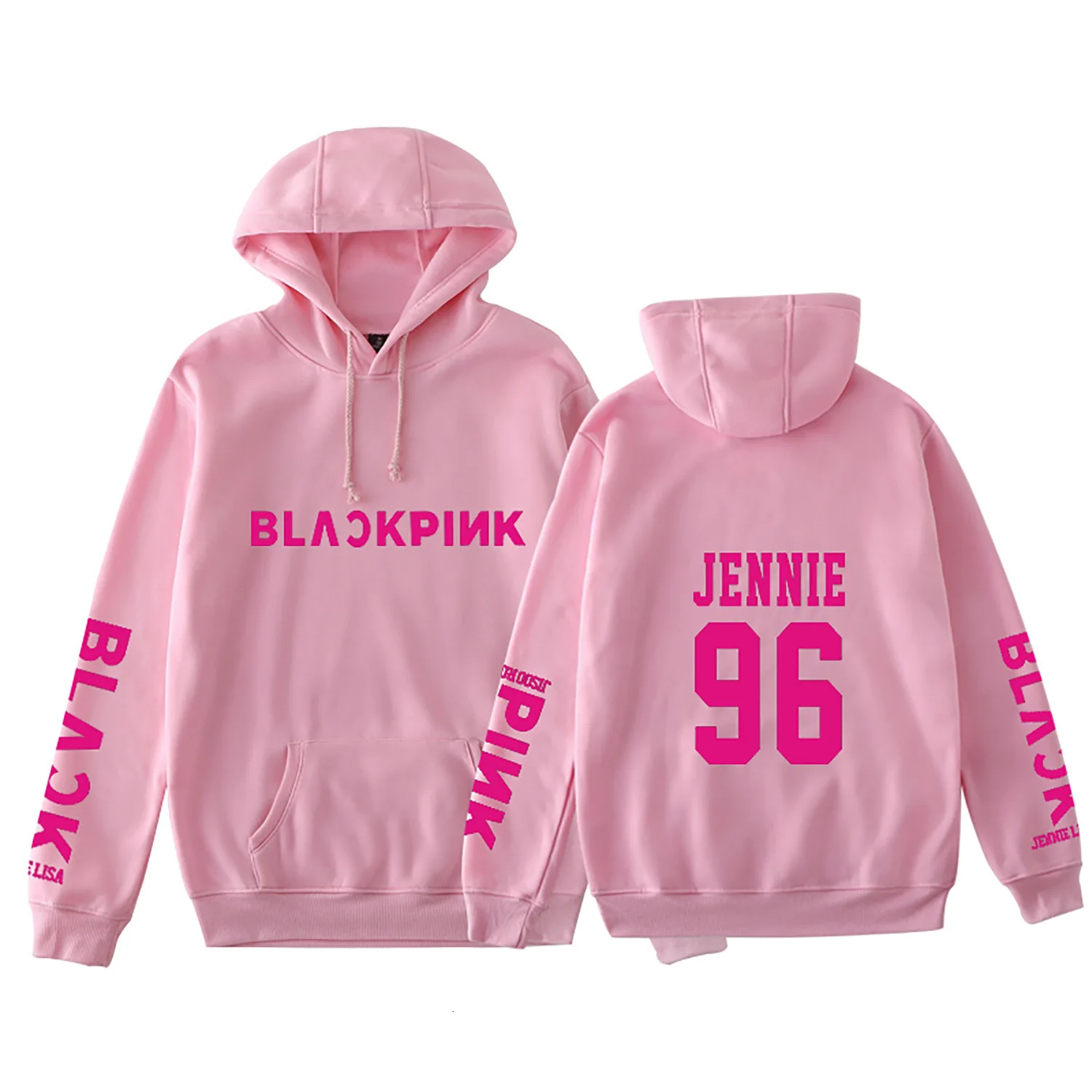 KPOP черная розовая толстовка с розой Lisa Jenie Jisoo, толстовка больших размеров, толстовка с капюшоном, женская одежда