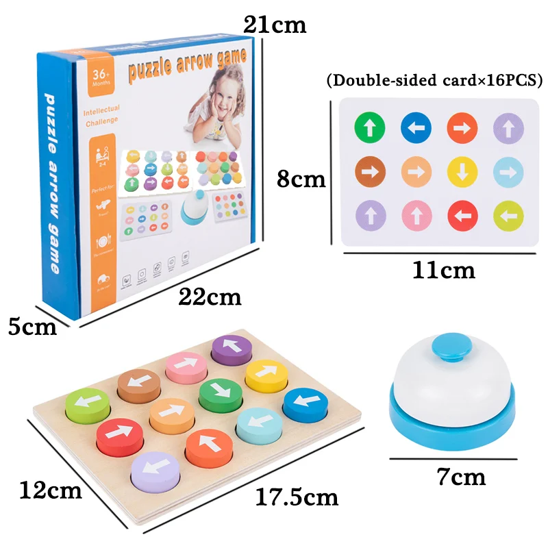 Montessori Color Arrow Direction Board Game Children Toys Wooden Sorter Parent-Child Interactive Thinking Training Puzzle Game 6