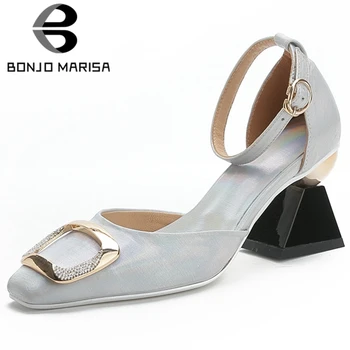 

BONJOMARISA Sexy Female Summer Fashion High Strange Heels Sandals Women Ankle Strap Brand Fashion Shoes Woman