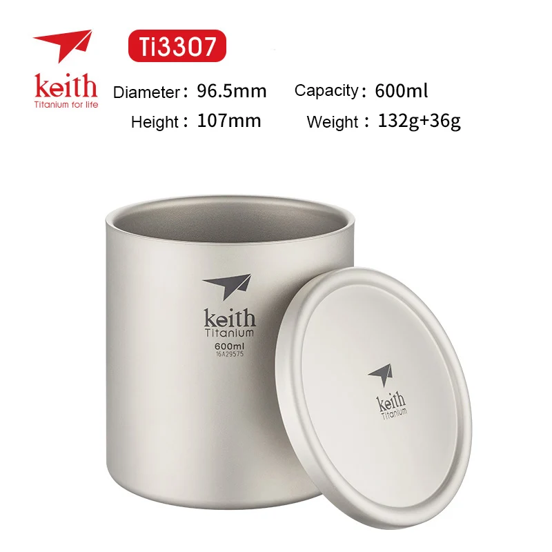 Кружка с двойной стенкой Keith Titanium 220 мл 600 мл|titanium cup|keith titaniumcup camping |