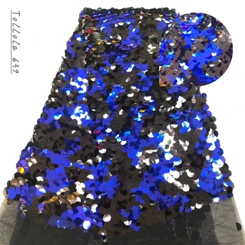 

Royal Blue Sequins Lace Fabric Latest African Lace Fabric High Quality Nigerian French Party lace fabric for tulle lace fabric