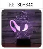 3D-840 Покемон умбреон Mewtwo Gengar 7 цветов 3D лампа визуальный светодиодный ночник для детей сенсорный Usb стол Lampara детский спальный ночник - Испускаемый цвет: 3D-840