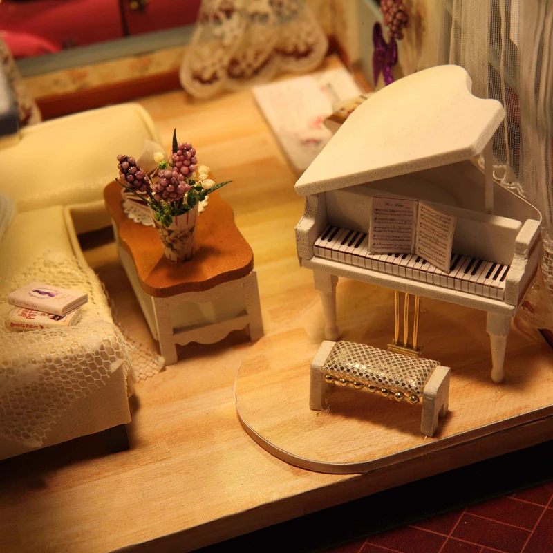 DIY Модель Кукольный дом Миниатюрный Кукольный домик с мебели светодиодный 3D деревянный дом, игрушки для детей ручной работы
