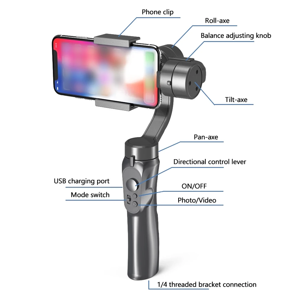 3-осный фотосъемка селфи-Палка с стабилизатор для смартфона видео ручной шарнирный стабилизатор для камеры GoPro для штатив-Трипод для мобильного телефона для телефона