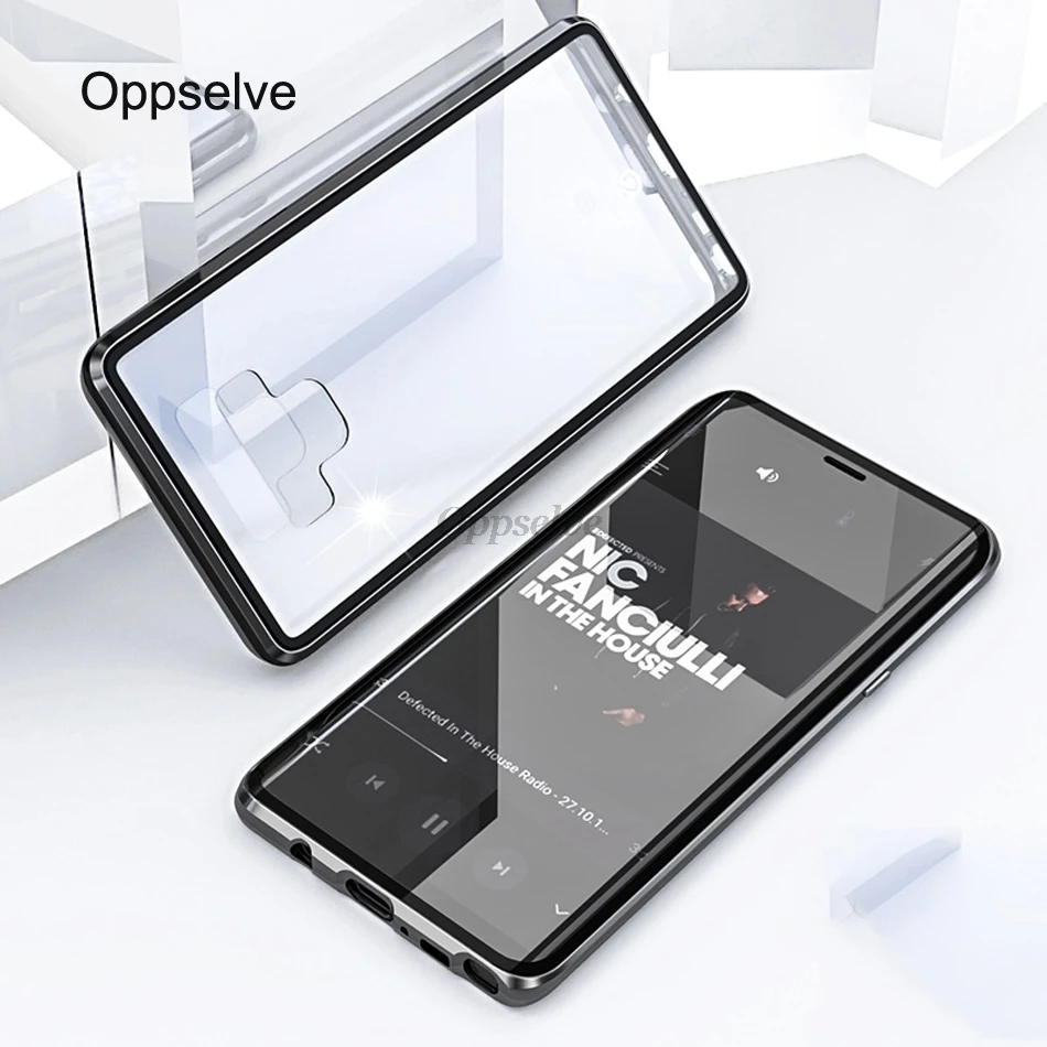 Oppselve 360 двусторонний стеклянный Магнитный чехол для samsung Galaxy S10 S9 S8 Plus+ задняя крышка из закаленного стекла на магните