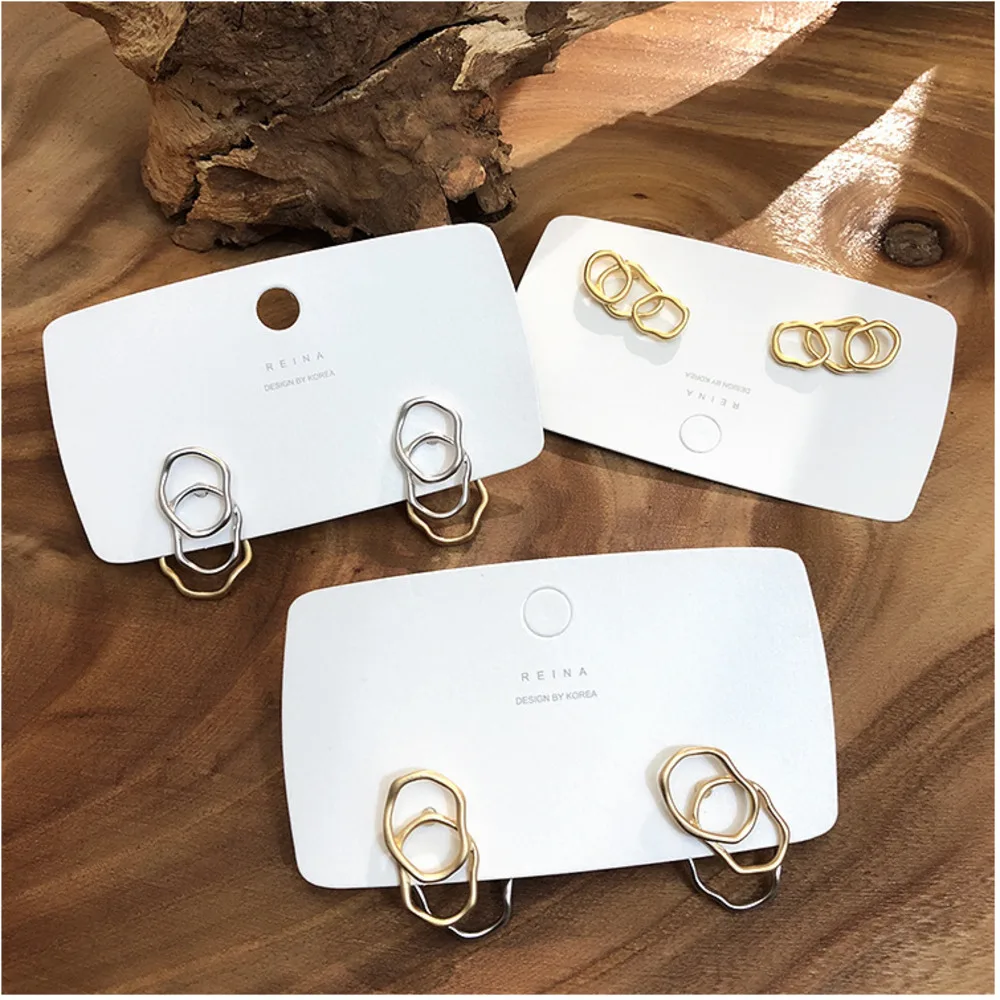 

2019 New Gold Matte Metal Knot Twisted Hollow Round Circle Irregular Waterdrop Curved Geometric Earrings for Women