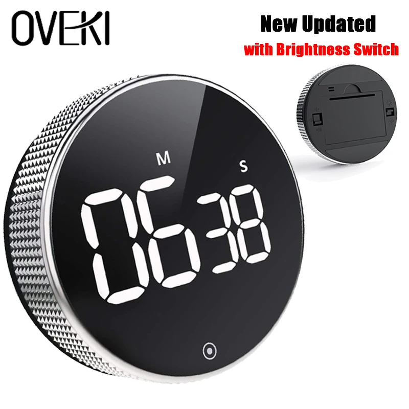 

OVEKI LED Digital Kitchen Timer for Cooking Stopwatch Magnetic Electronic Countdown Alarm Clock Timer with Brightness Switch