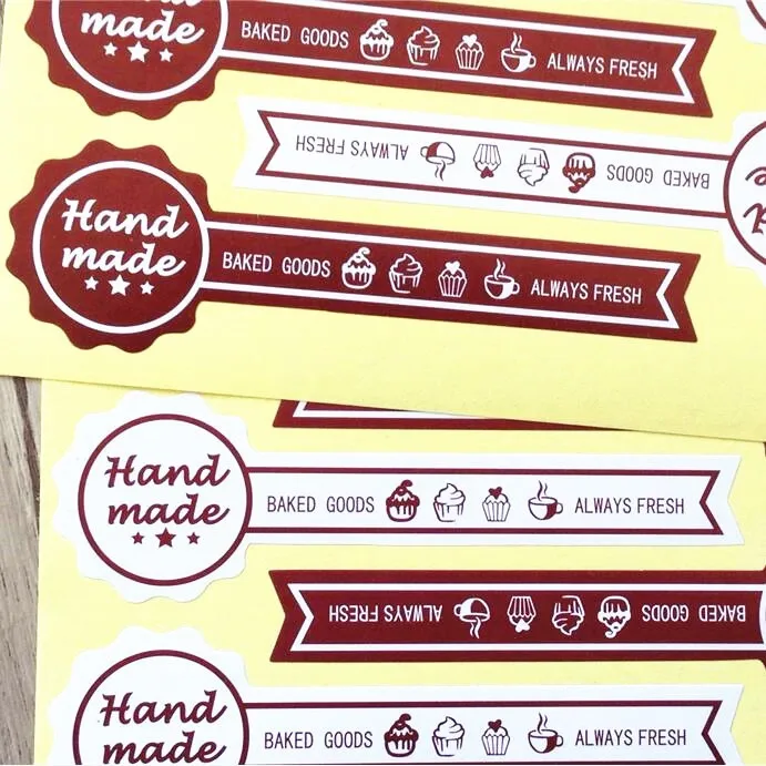 

60pcs/pack Handmade BAKED GOODS Cake Brown Sealing Stickers Scrapbooking DIY Party Gift