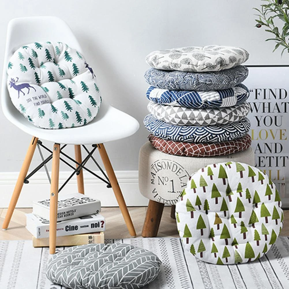 Nordic Style Printing Chair Cushion Cushion Round Cotton Flax Strong Flexibility Chair Cushion Pad Non-Slip Sofa Pillow