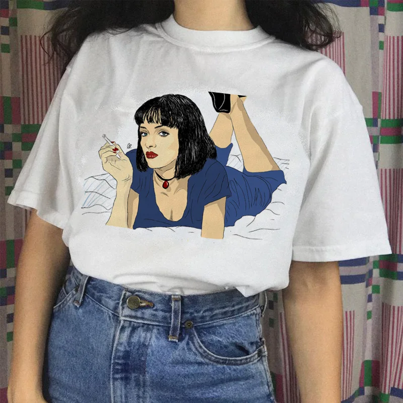 Мякоть фантастика Миа забавная футболка harajuku Винтаж ulzzang футболка 90s топы футболки tumblr женская футболка гранж корейский стиль