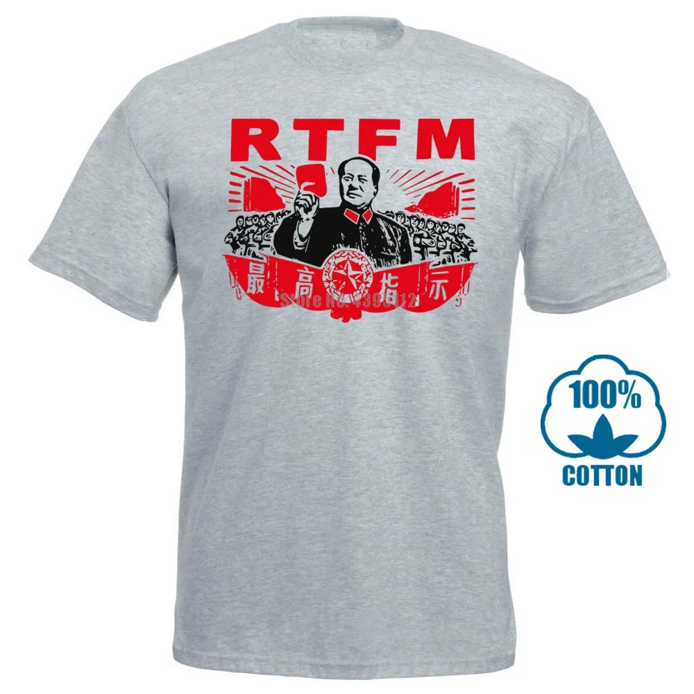 Новинка, повседневная крутая футболка Rtfm, китайский стул для мужчин, Мао, Мужская футболка унисекс с круглым вырезом, хлопок,, футболка 014899 - Цвет: Серый