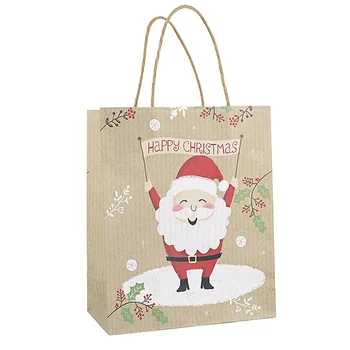 

12Pcs Christmas Gift Paper Bags Portable Biscuits Gift Goodies Holders Tote Bags Containers For Party Home Bakery Christmas