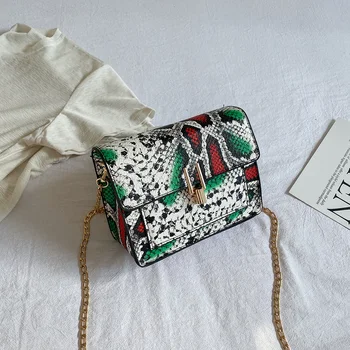 

Fashion New Mini Snakeskin Crossbody Bag for Women 2020 Small Square Shoulder Bag Bolsas Female PU Casual Chain Messenger Bags