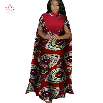 

2020 Ankara New Africa Clothing Bow Collar Traditional Print Long Dress African Dashiki Dresses For Women Bazin Cotton WY2299