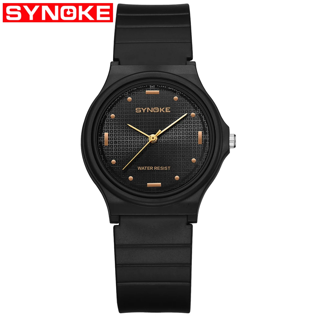 black SYNOKE мужские наручные часы модные мужские часы водонепроницаемые наручные часы мужские новейшие кварцевые часы Ультра модные тонкие часы с циферблатом для мужчин - Цвет: black