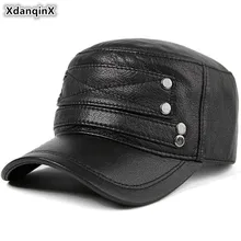 XdanqinX Snapback Кепка шляпа из натуральной кожи мужские армейские военные шапки овчина плоская кепка Новинка Осенняя мужская кожаная кепка хип хоп шляпа