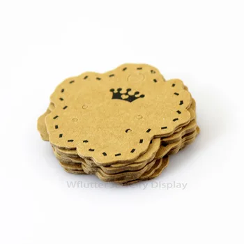 

50pcs 4.5*4.6 Paper Yellow Flower Crown Earring Packaging Card Jewelry Holder Earring Stud Hanging Card Earring Packing Tool