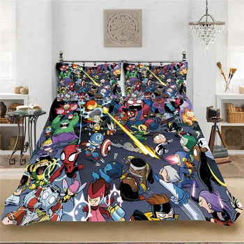 

Marvel Superhero Style Bedding set Soft Bedclothes Include Single-Double Duvet Cover Pillowcase Print Home Textile Bed Linens
